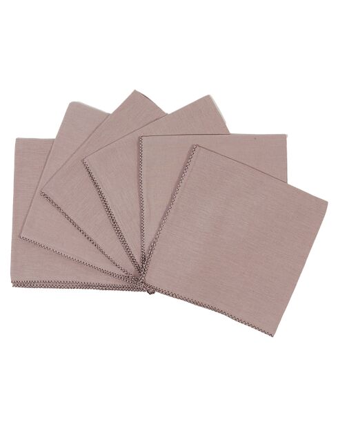 6 Serviettes/Sets de table en Lin & Coton Zilia pétale - 40x40 cm