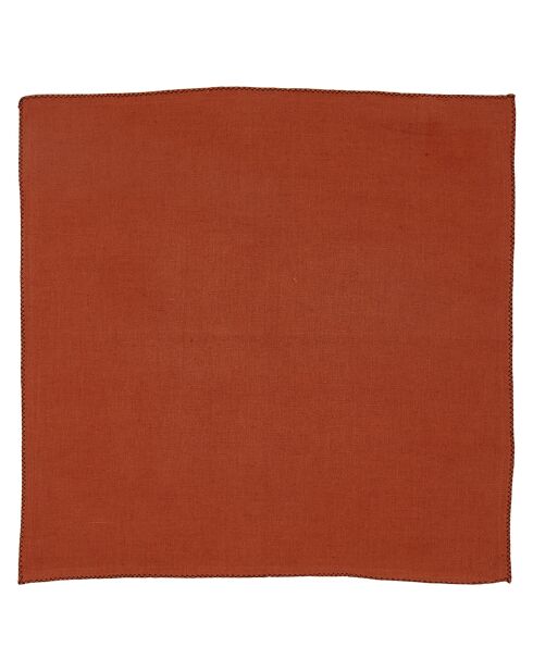 6 Serviettes/Sets de table en Lin & Coton Zilia terre brûlée - 40x40 cm