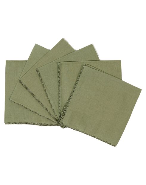 6 Serviettes/Sets de table en Lin & Coton Zilia amande - 40x40 cm