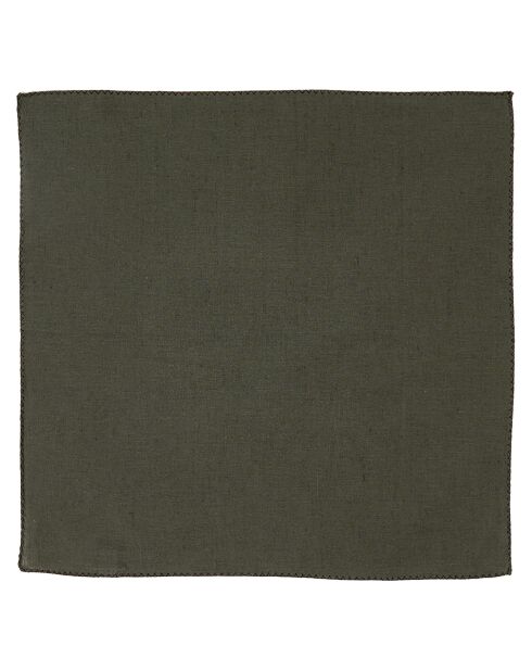 6 Serviettes/Sets de table en Lin & Coton Zilia kaki - 40x40 cm