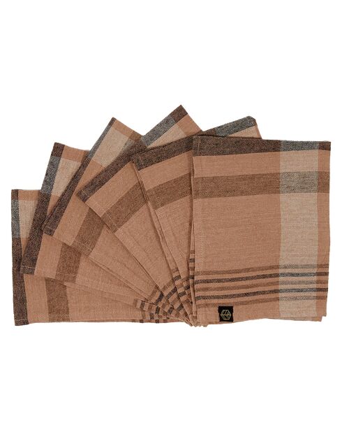 6 Serviettes/Sets de table en Lin & Coton Aalborg cimarron - 36x48 cm
