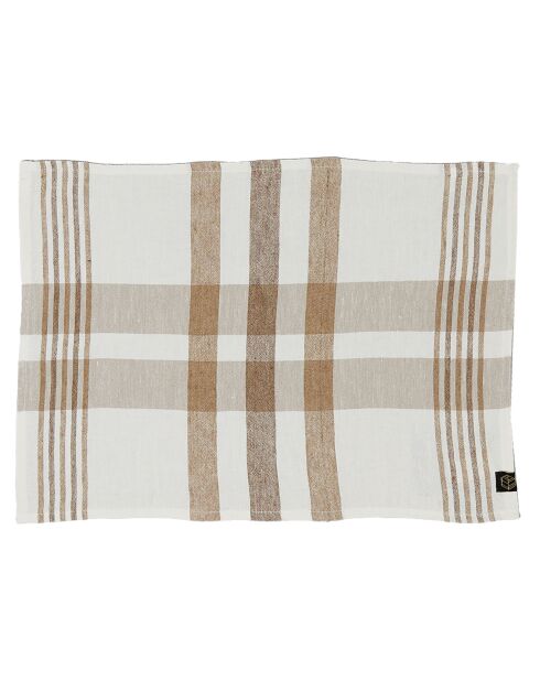 6 Serviettes/Sets de table en Lin & Coton Aalborg tabac - 36x48 cm