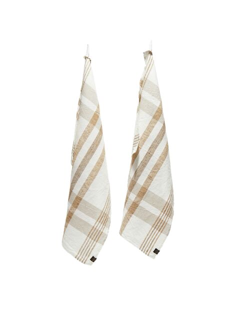 2 Torchons en Lin & Coton Aalborg tabac - 48x70 cm