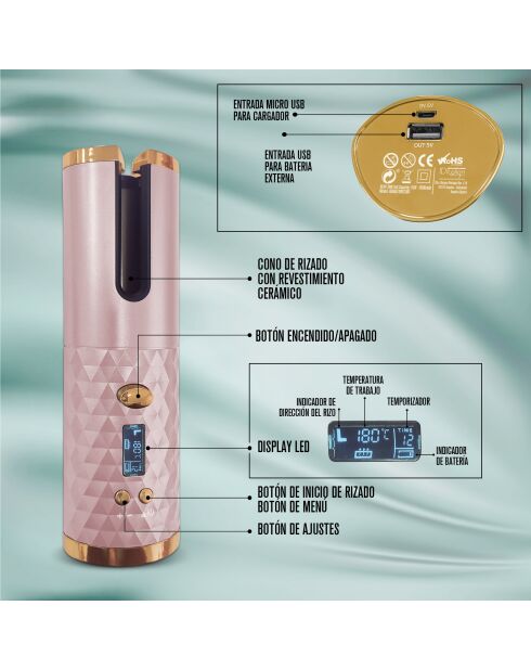 Fer à boucler automatique sans fil diamond curl