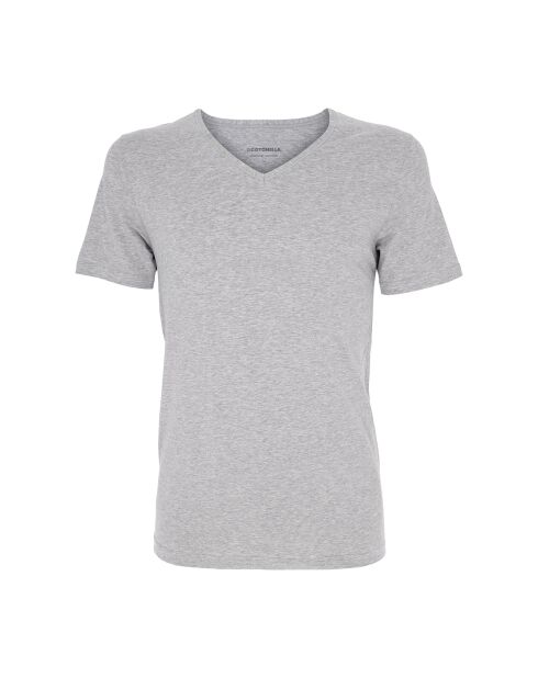 T-Shirt manches courtes col V Julien gris chiné