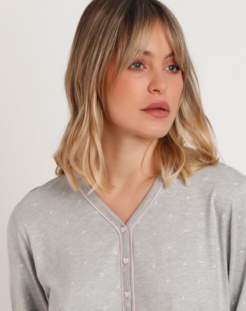 Chemise de nuit Pink Hearts B gris chiné