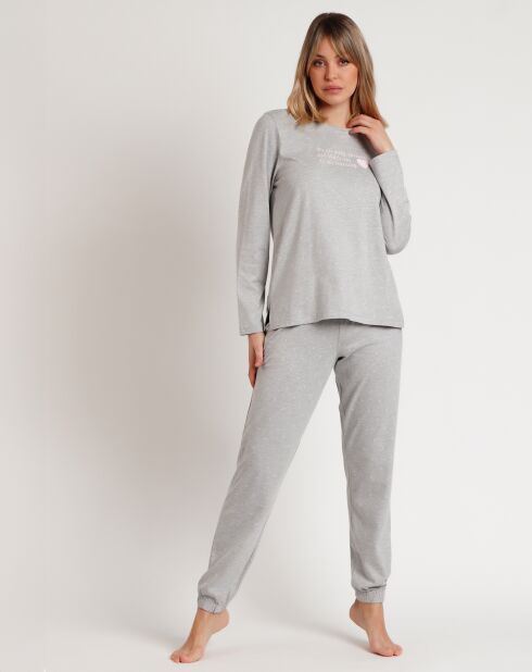 Pyjama Pink Hearts C gris chiné