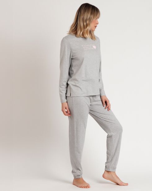 Pyjama Pink Hearts C gris chiné