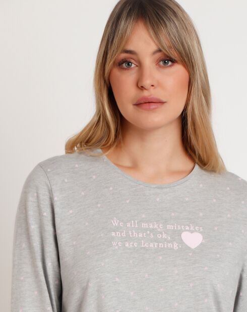 Pyjama Pink Hearts C gris chiné