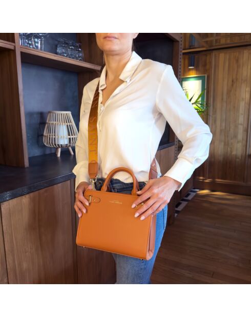Sac à main en Cuir Massy Luxe marron - 25x19x10 cm