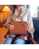 Sac à main en Cuir Massy Luxe marron - 25x19x10 cm