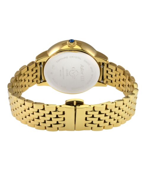 Montre Quartz Femme Astor III en Acier & Diamants dorée