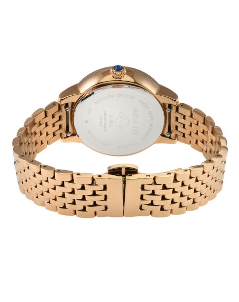 Montre Quartz Femme Astor III en Acier & Diamants rose doré