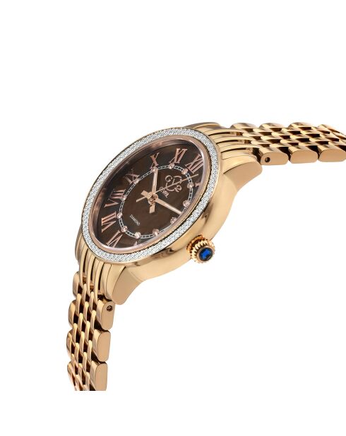 Montre Quartz Femme Astor III en Acier & Diamants rose doré