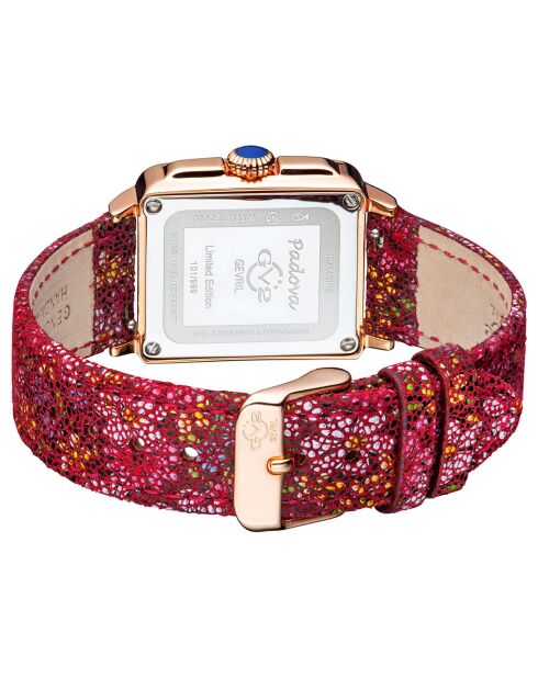 Montre Quartz Femme Padova Floral en Cuir & Diamants rose fleurie