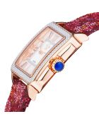 Montre Quartz Femme Padova Floral en Cuir & Diamants rose fleurie
