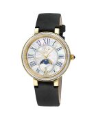 Montre Quartz Femme Genoa en Cuir suédé & Diamant noire