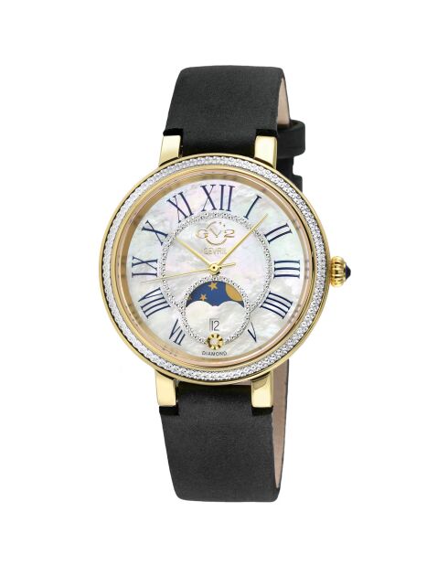 Montre Quartz Femme Genoa en Cuir suédé & Diamant noire