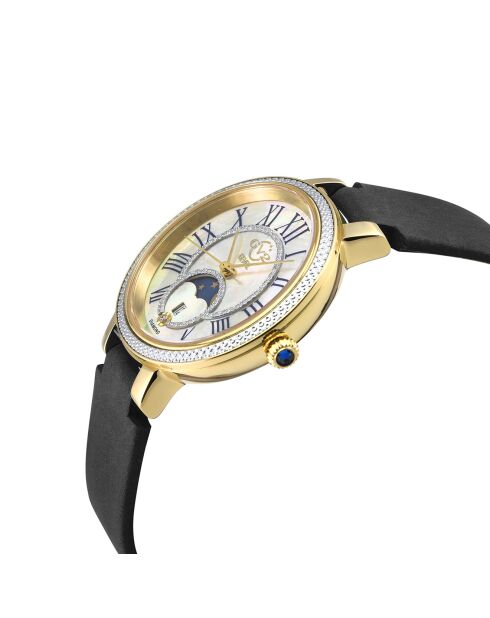 Montre Quartz Femme Genoa en Cuir suédé & Diamant noire