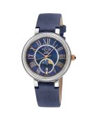 Montre Quartz Femme Genoa en Cuir suédé & Diamant bleue