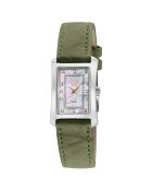 Montre Quartz Femme Luino en Cuir & Diamants verte