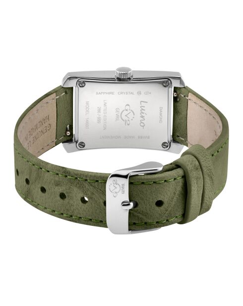 Montre Quartz Femme Luino en Cuir & Diamants verte