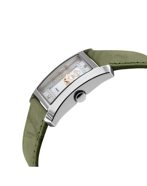 Montre Quartz Femme Luino en Cuir & Diamants verte