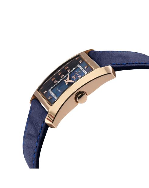 Montre Quartz Femme Luino en Cuir & Diamants bleue
