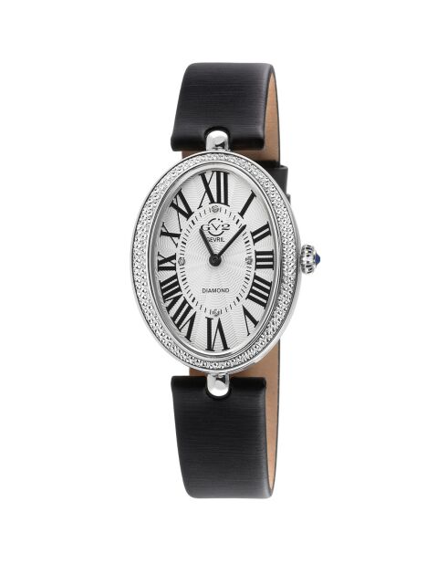 Montre Quartz Femme Piazza Navona en Cuir & Diamants noire