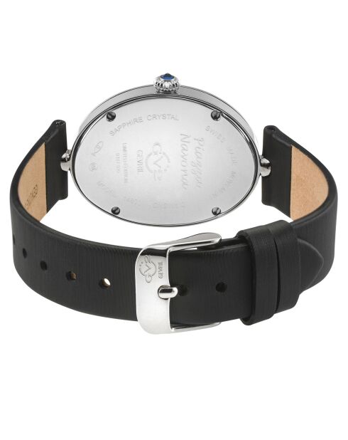 Montre Quartz Femme Piazza Navona en Cuir & Diamants noire