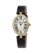 Montre Quartz Femme Piazza Navona en Cuir & Diamants noire