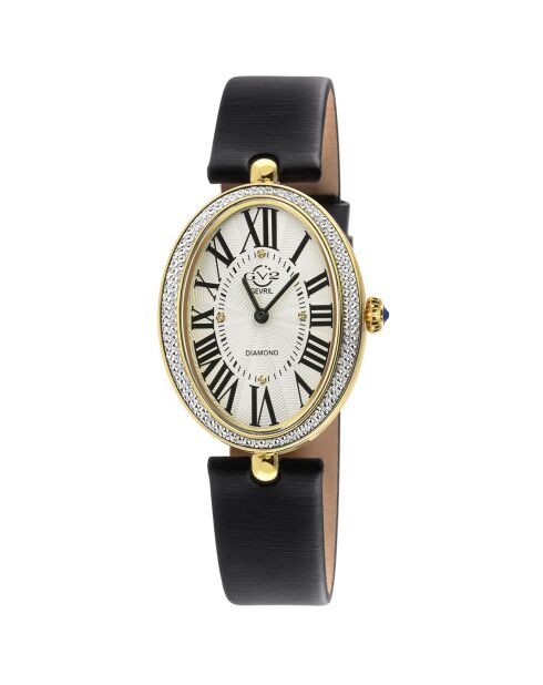Montre Quartz Femme Piazza Navona en Cuir & Diamants noire