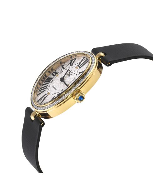 Montre Quartz Femme Piazza Navona en Cuir & Diamants noire