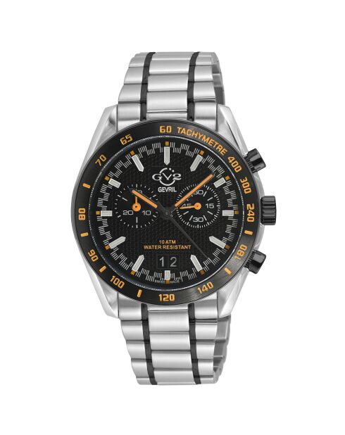 Freccia kwartshorloge voor heren in zilver/zwart staal