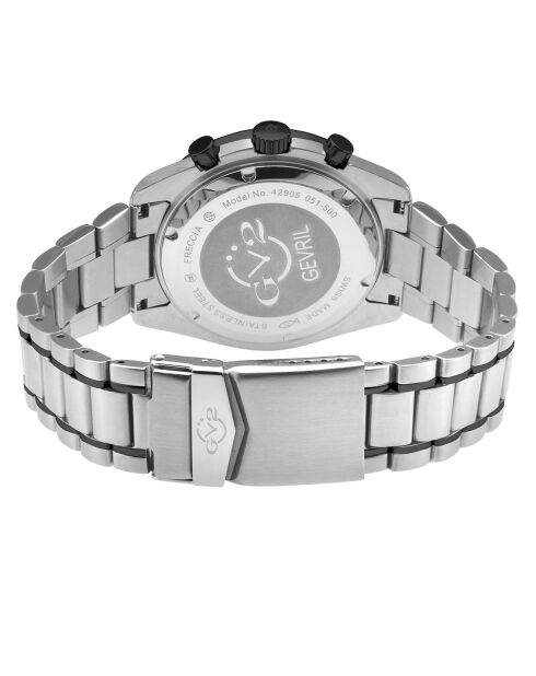 Freccia kwartshorloge voor heren in zilver/zwart staal