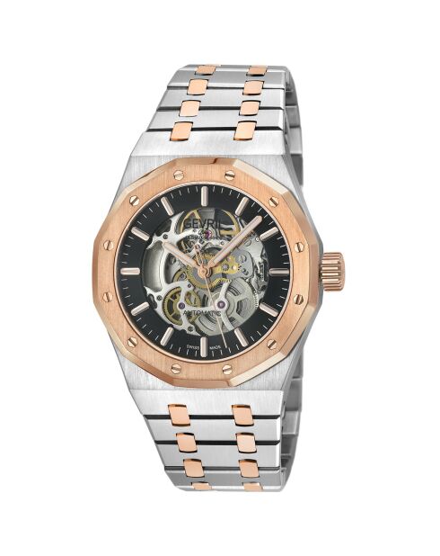 Gotham automatisch herenhorloge in zilver/roségoud staal