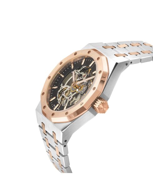 Montre Automatique Homme Gotham en Acier argenté/rose doré