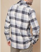 Chemise Regular en Flanelle de Coton Paul à carreaux gris/naturel