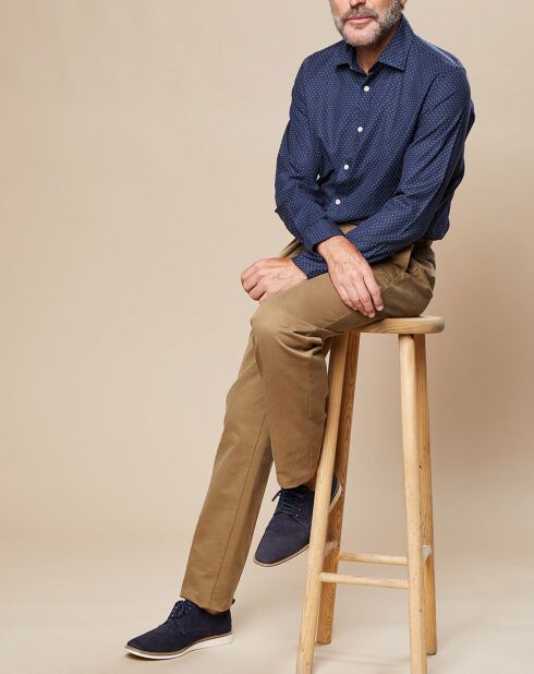 Chemise Slim Sammy imprimée marine/écru/rouge