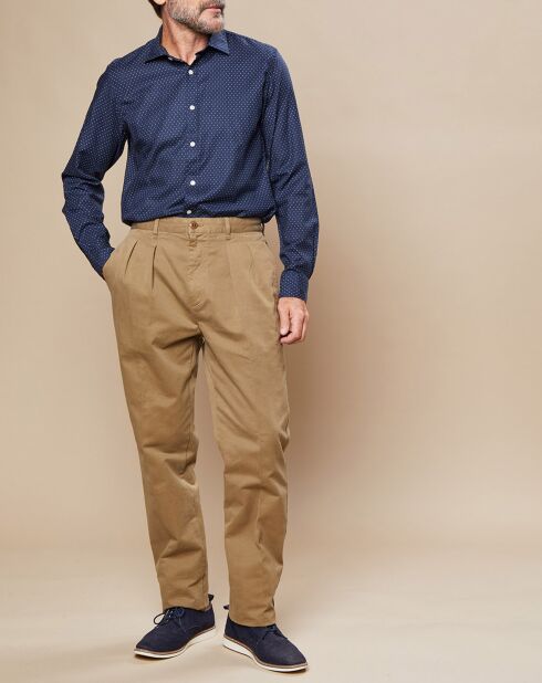 Chemise Slim Sammy imprimée marine/écru/rouge