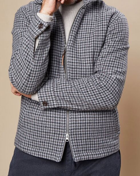 Blouson en Laine mélangée Desmond pied-de-poule flanelle/charcoal/noix