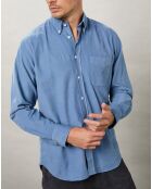 Chemise regular en Velours Milleraies Pitt Pat bleu nautique