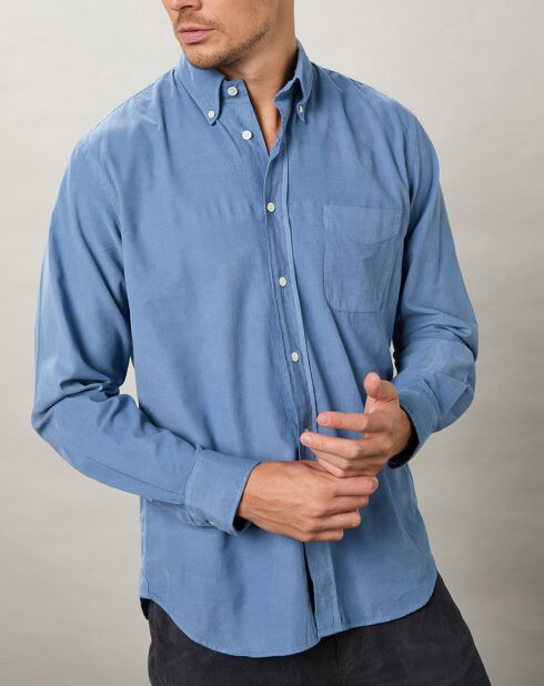 Chemise regular en Velours Milleraies Pitt Pat bleu nautique