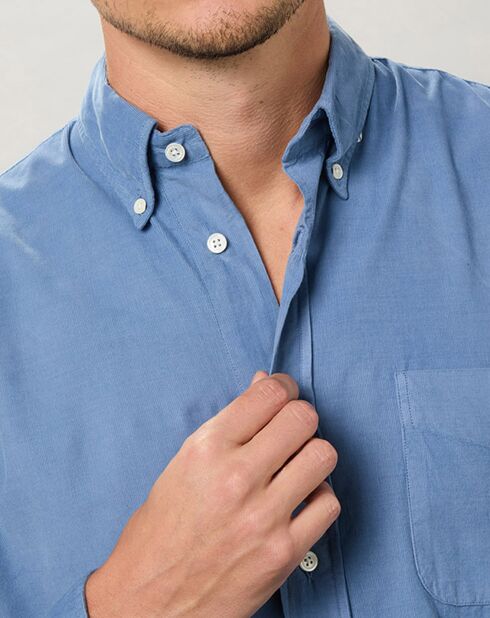 Chemise regular en Velours Milleraies Pitt Pat bleu nautique