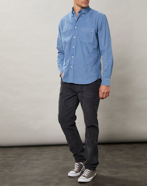 Chemise regular en Velours Milleraies Pitt Pat bleu nautique
