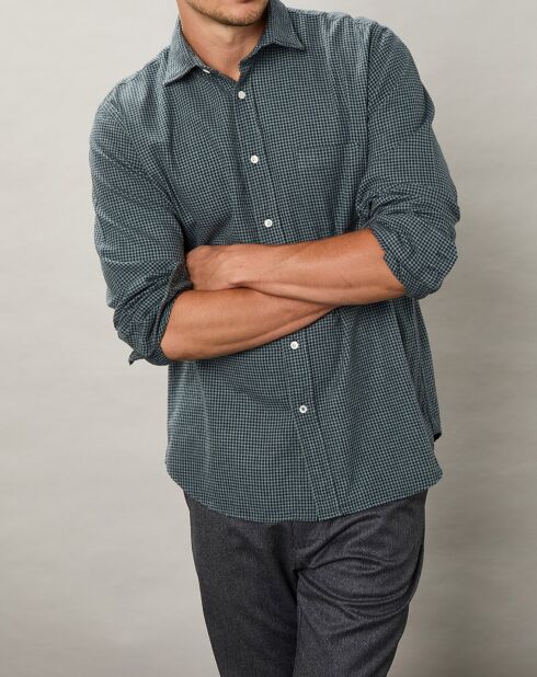 Chemise regular en Flanelle Paul à carreaux verte