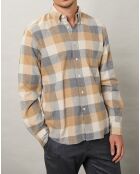 Chemise regular en Flanelle Pitt à carreaux gris/naturel