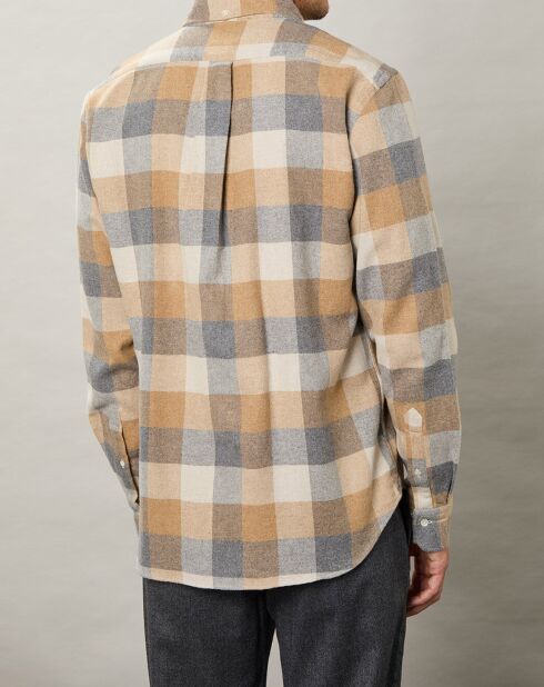 Chemise regular en Flanelle Pitt à carreaux gris/naturel