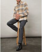 Chemise regular en Flanelle Pitt à carreaux gris/naturel