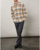 Chemise regular en Flanelle Pitt à carreaux gris/naturel